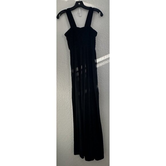 Womens Strappy Smocked Tube Top Jersey Wide Leg Jumpsuit Small Lagenlook‎ Boho - Picture 1 of 7